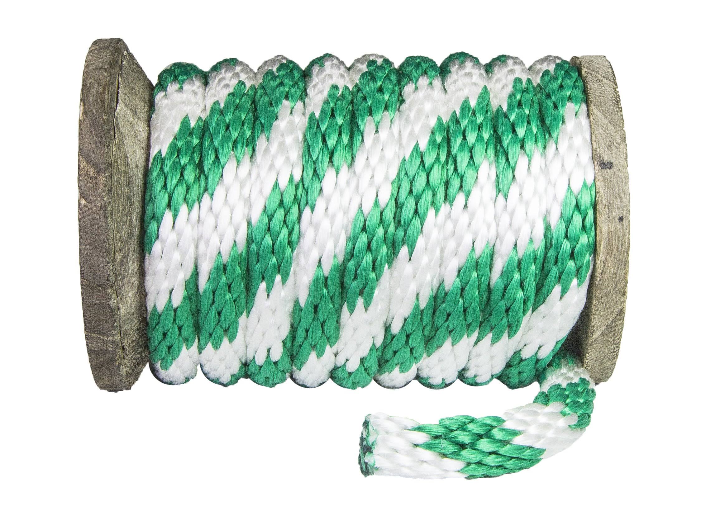 Solid Braid Utility Rope Green & White 1/4 inch x 1000 Feet G5978