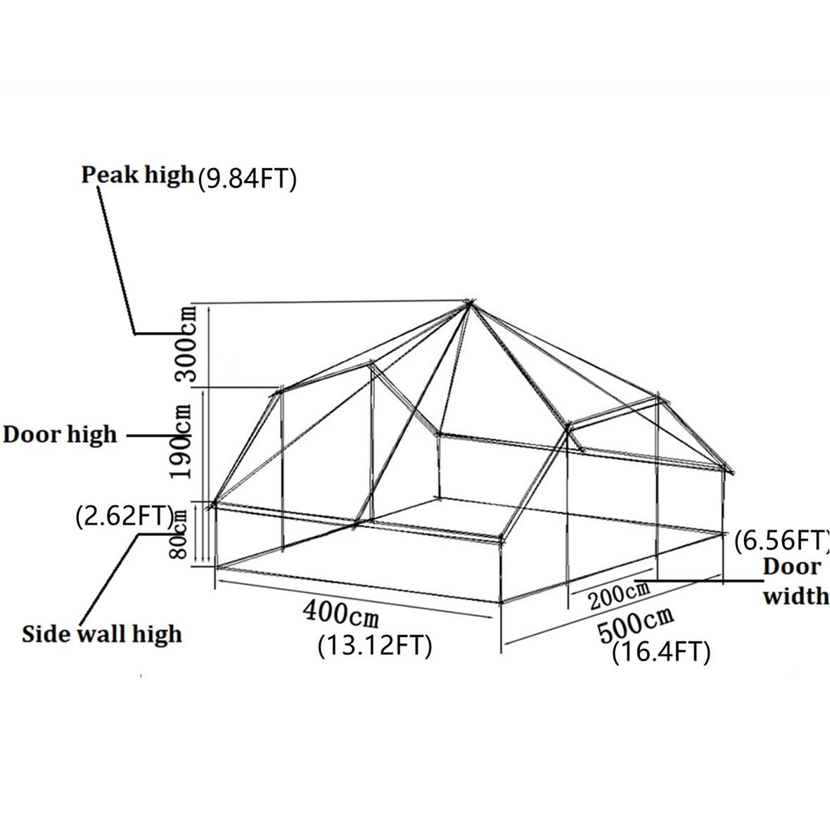 16.4FT Waterproof Oxford Bell Tent With Double Door C4693