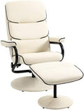 Cream White PU Leather Swivel Recliner Chair with Ottoman H832