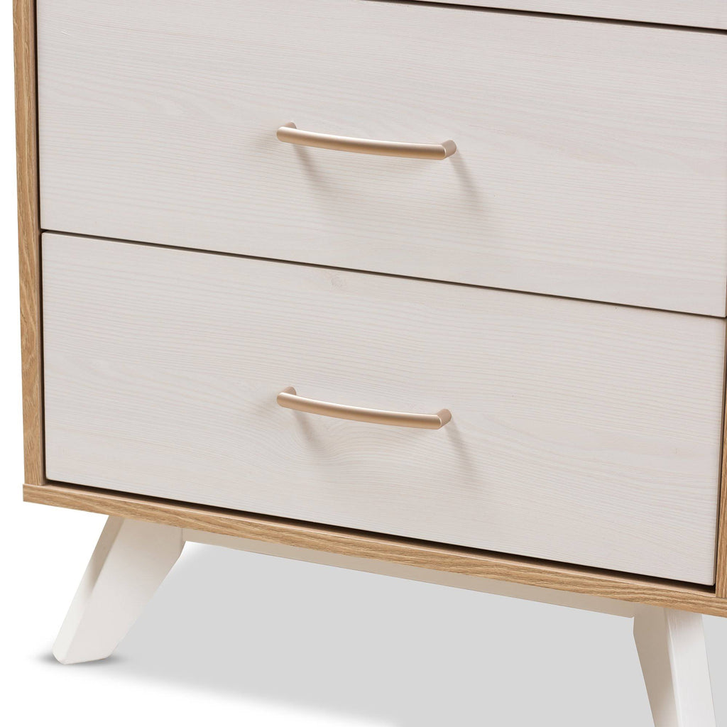 Natural Oak and Whitewashed Wood 4-Drawer Chest F778067