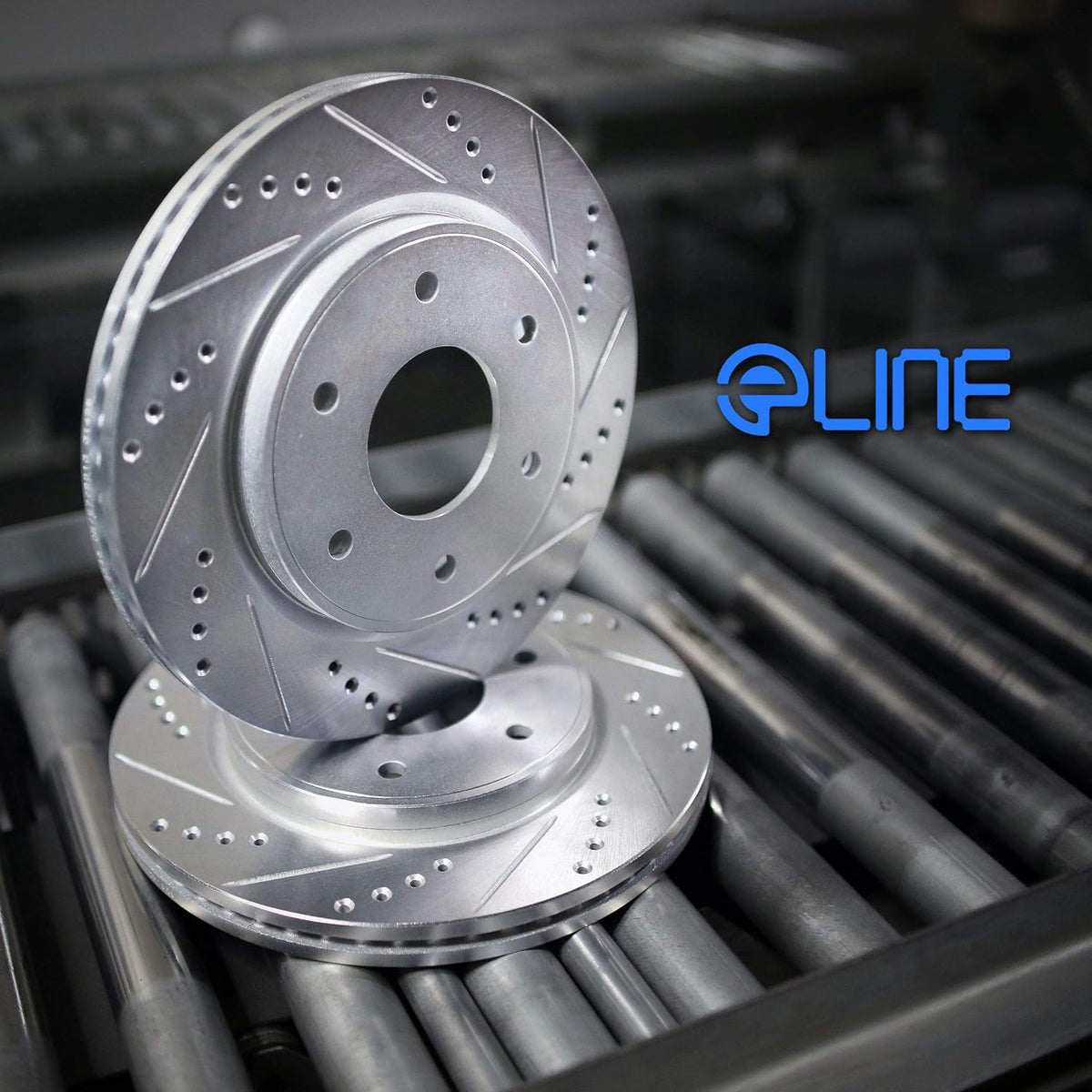 Front Rear Drilled and Slotted Brake Rotors R67107