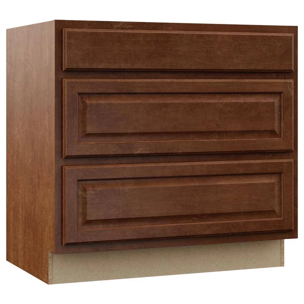 Cognac Red Pots and Pans Drawer Base Kitchen Cabinet V960148