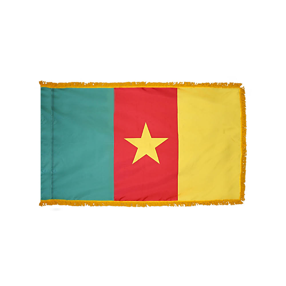 Cameroon Flag with Side Pole Sleeve and Fringe E471
