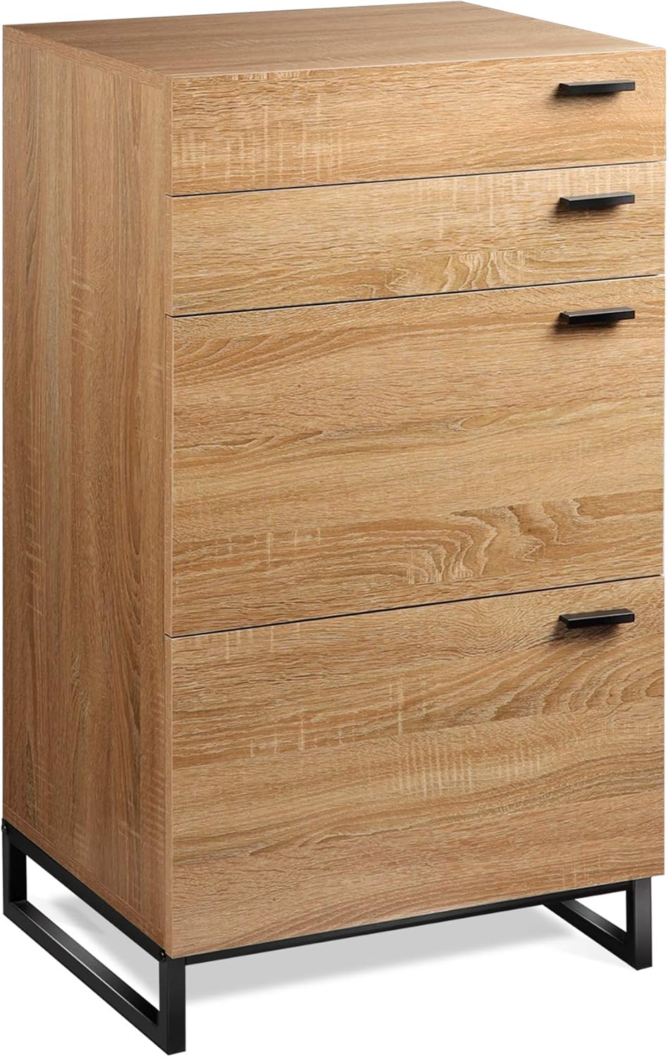 4 Drawer Tall Wood Dresser with Metal Frame N4683