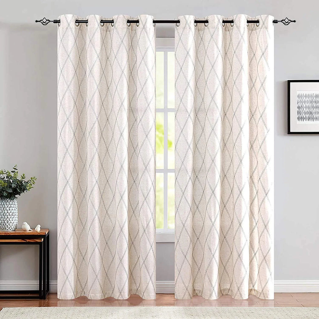 Linen Curtains 84 inch Grey Grommet 2 Panels I70506