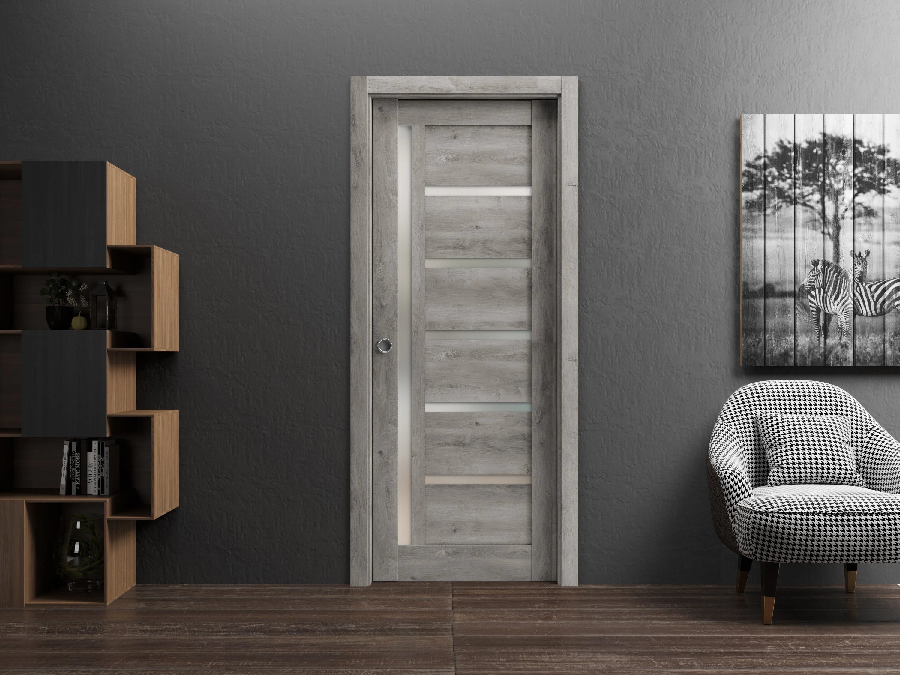 Sliding French Pocket Door 18 x 96 inches Solid Wood Interior Door P56858