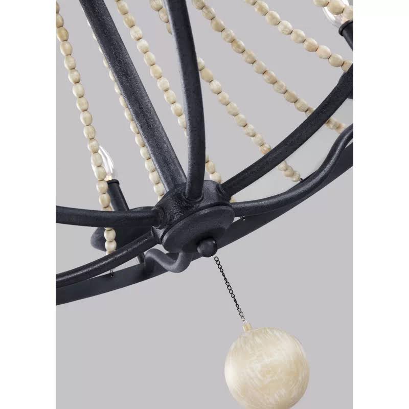 6-Light Candle Style Empire Chandelier with Beaded Accents C4439