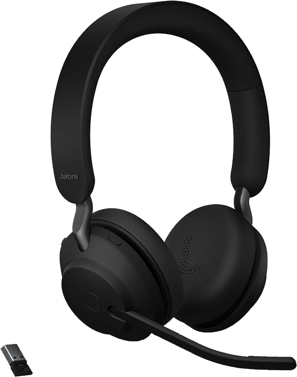 Jabra Evolve2 65 UC Wireless Headphones with Link380a, Stereo, Black – Wireless Bluetooth Headset for Calls and Music, 37 Hours of Battery Life, Passive Noise Cancelling Headphones A238
