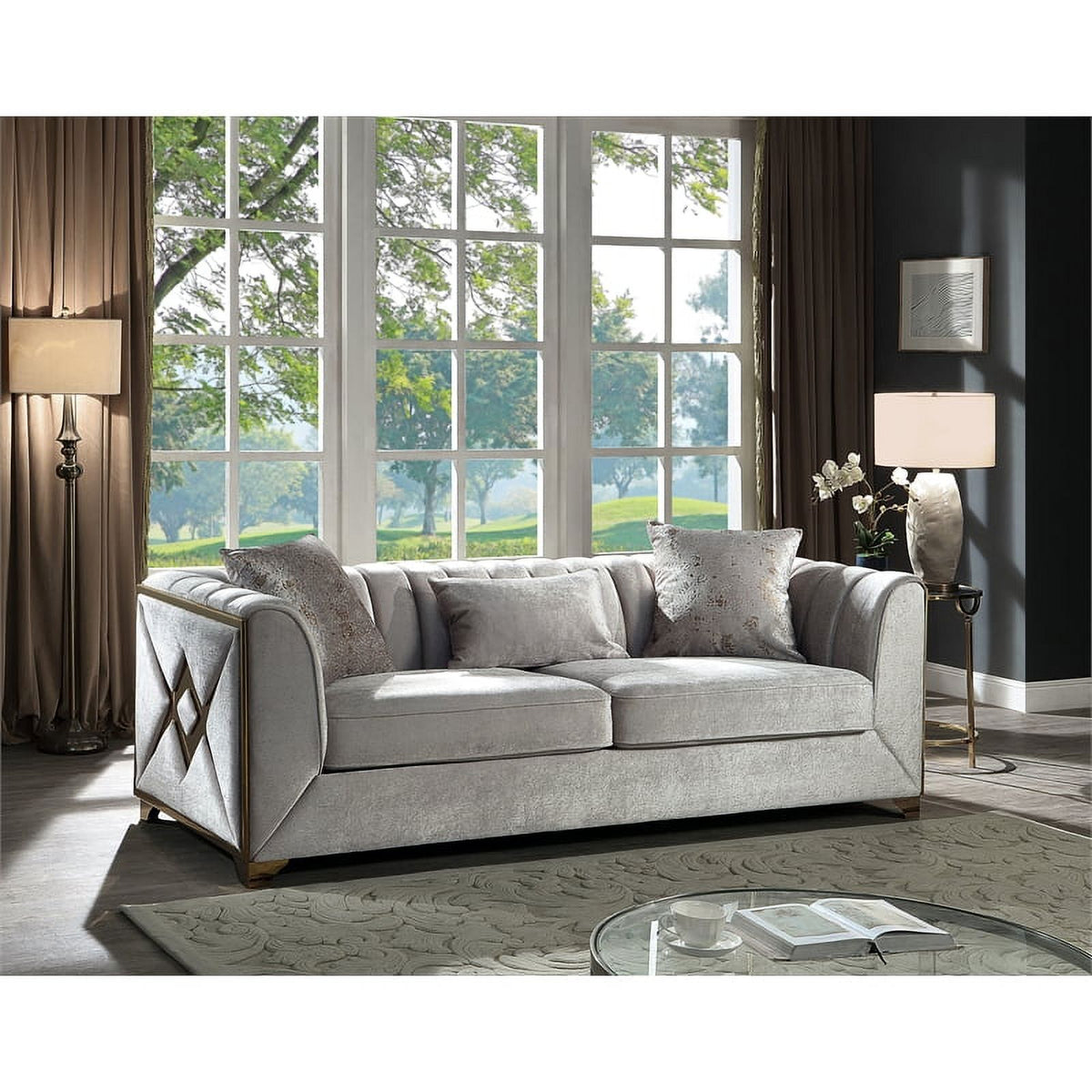 3 PC Living Room Set Made with Wood in Cream Color T77559