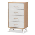 Natural Oak and Whitewashed Wood 4-Drawer Chest F778067