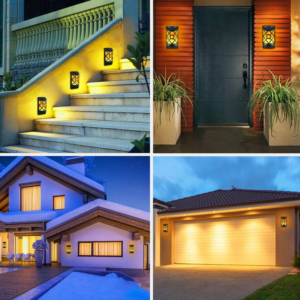Solar Wall Flame Lights, Waterproof Outdoor Garden Lights T521