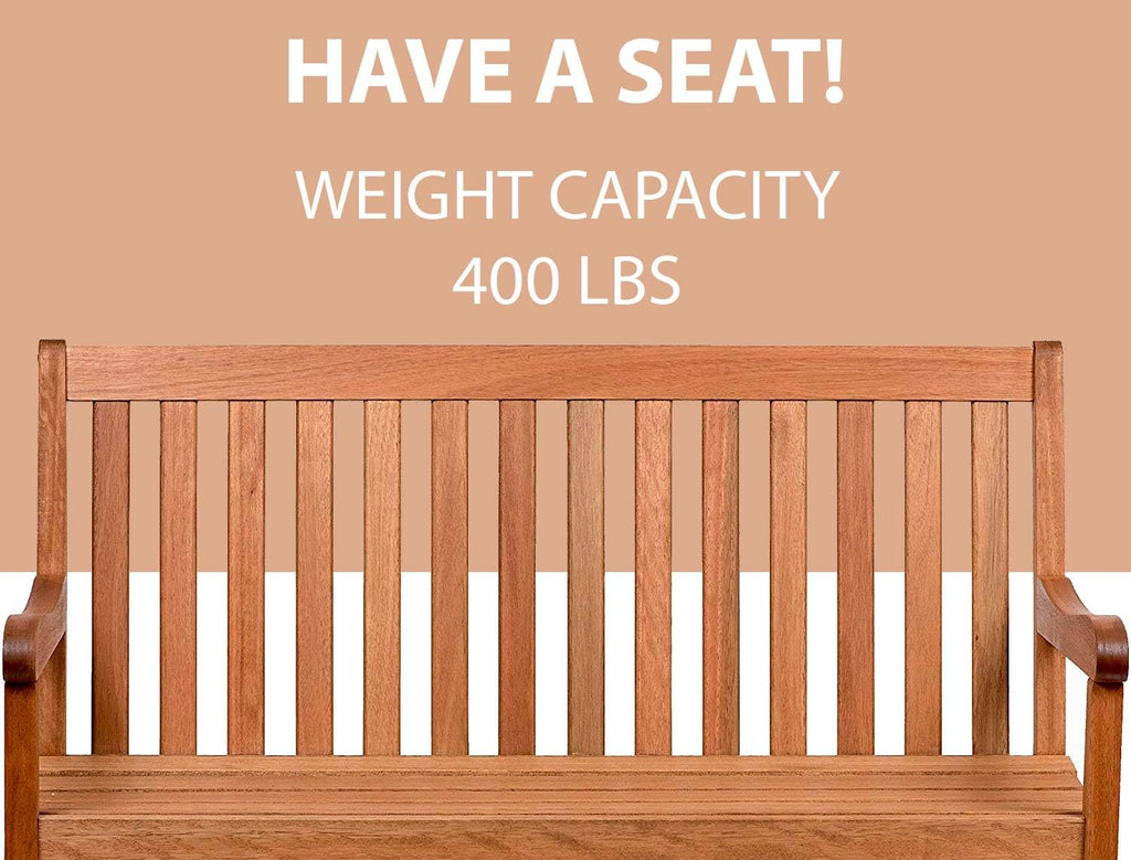 Light Brown Eucalyptus Wood Patio Bench V9290