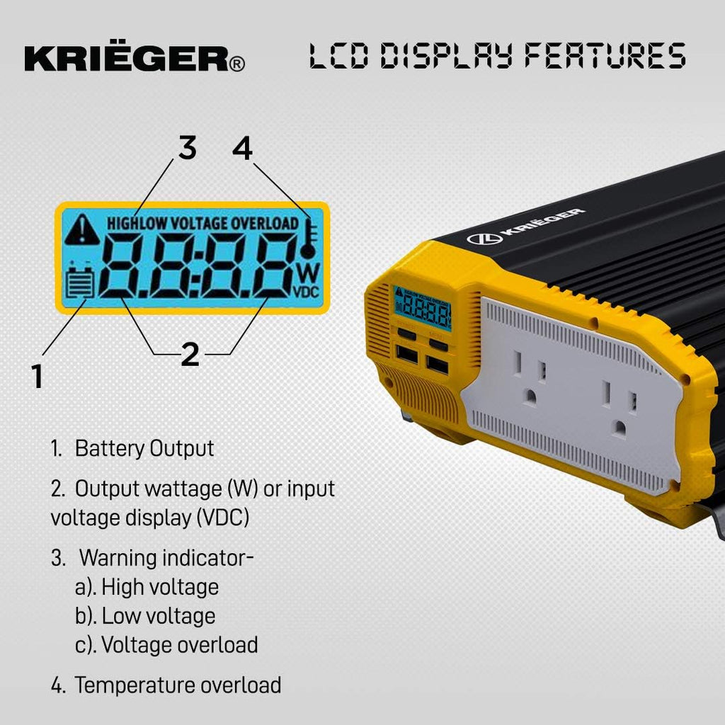 2000 Watts Modified Sine Wave Power Inverter with Dual AC Outlets V891