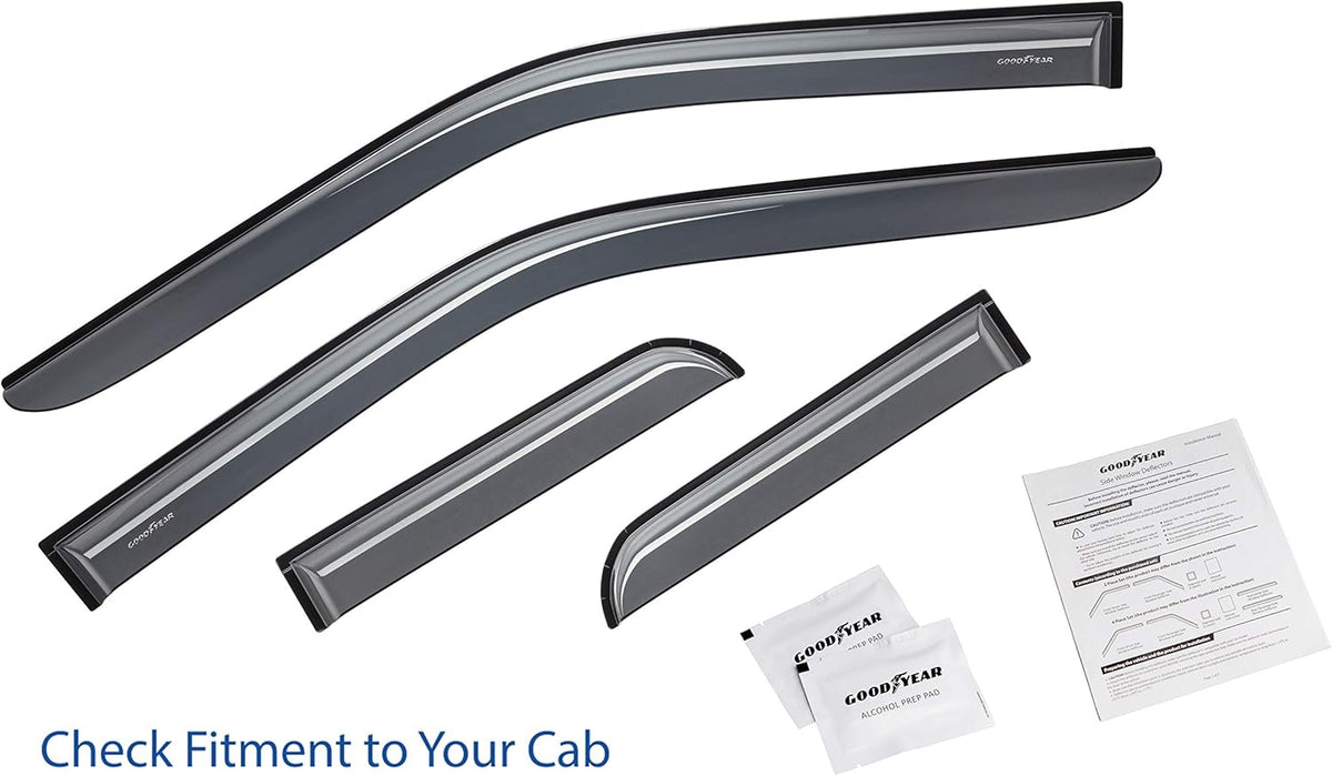 Shatterproof Tape-on Window Deflectors for Trucks, 4 pcs J5628
