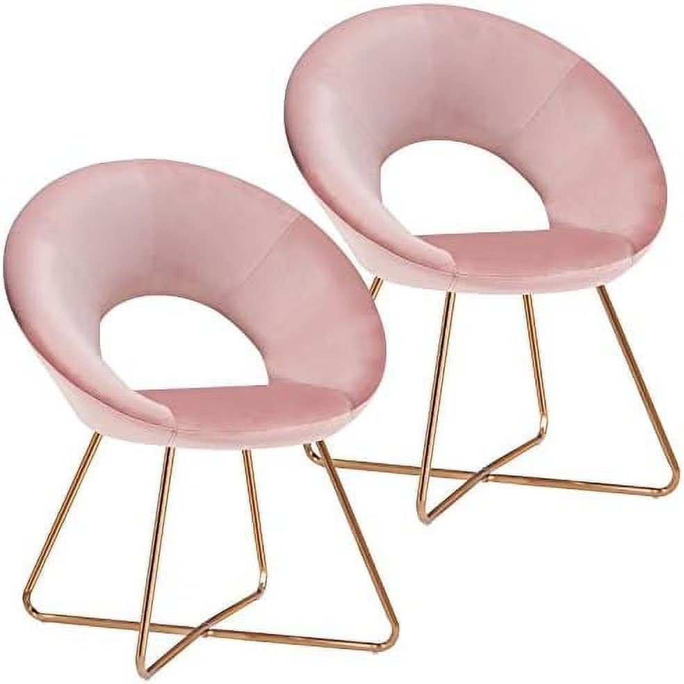Velvet Accent Arm Chairs with Golden Metal Frame Legs Set of 2 Z989999