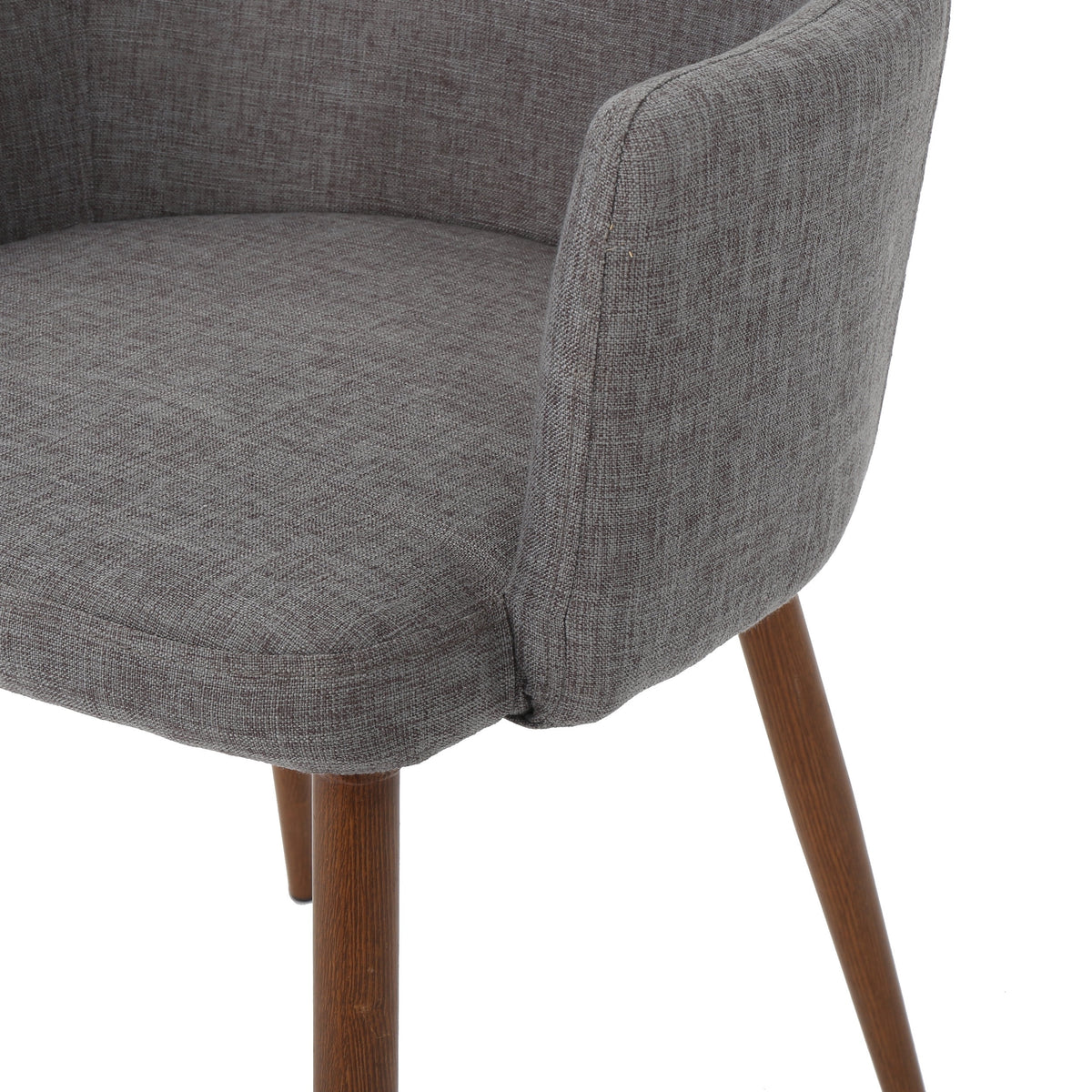 Fabric Upholstered Dining Chairs, Set of 2, Light Gray and Dark Walnut J71718