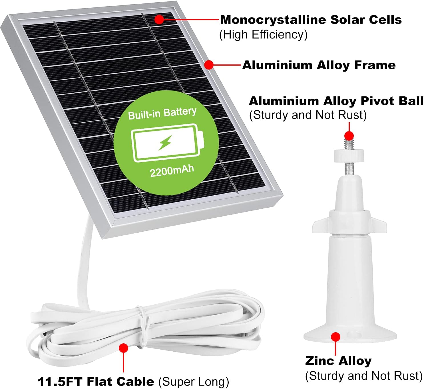 Silver Solar Panel for Outdoor Security Camera S204