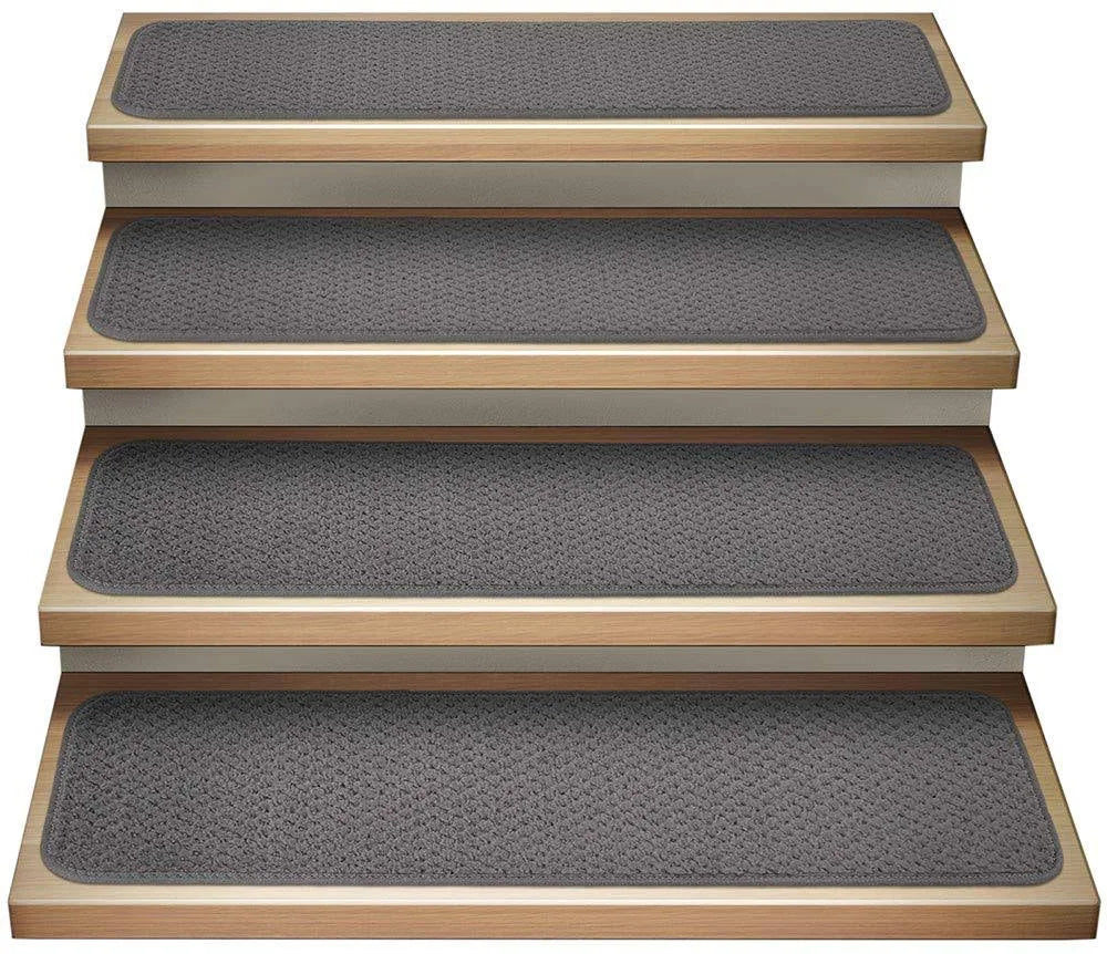 Set of 12 Attachable Carpet Stair Treads Gray 9 in. x 36 in. A4332