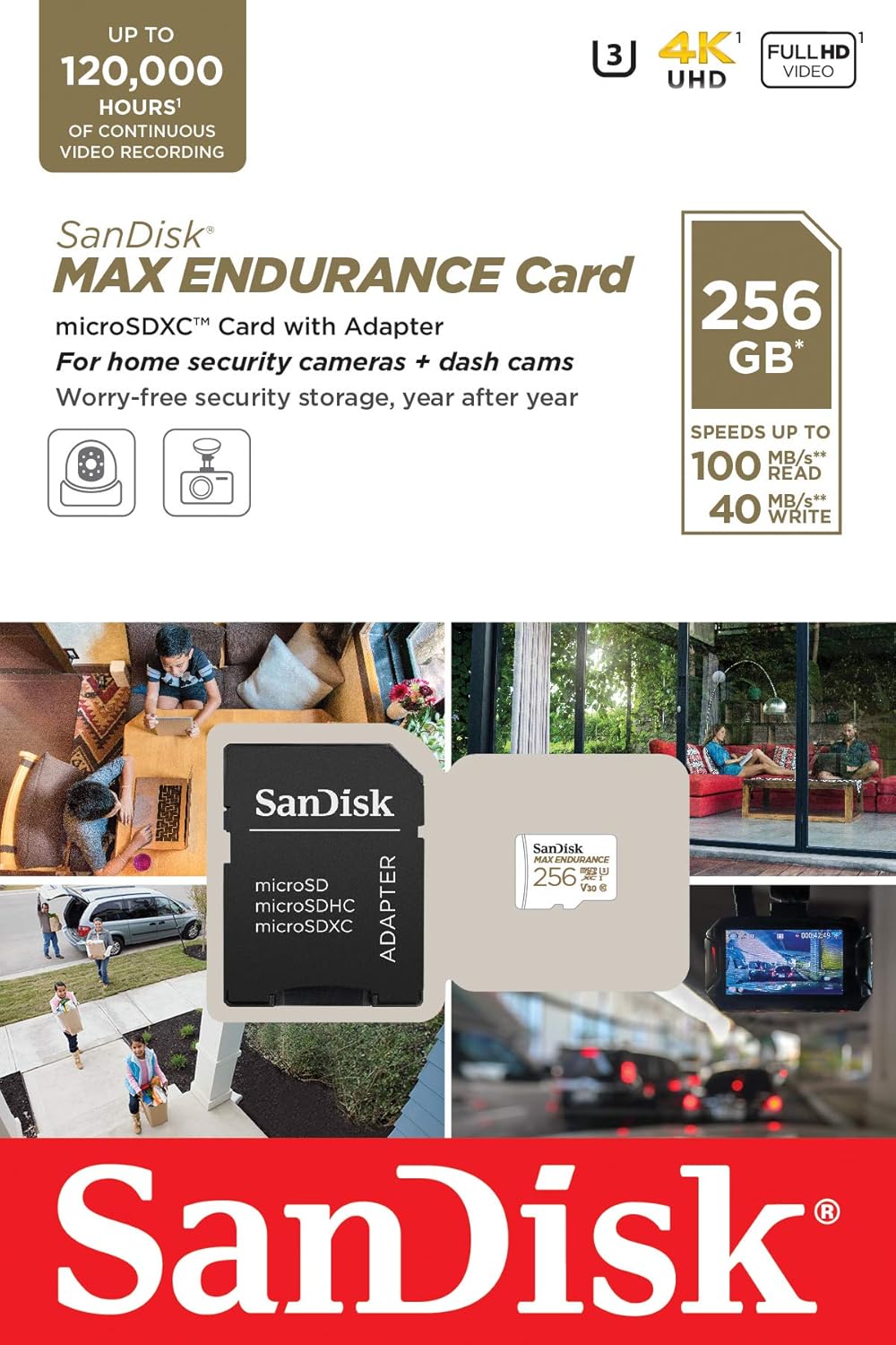 256GB MAX Endurance microSDXC Card with Adapter, C10, U3, V30, 4K UHD, Pack of 2 T93380