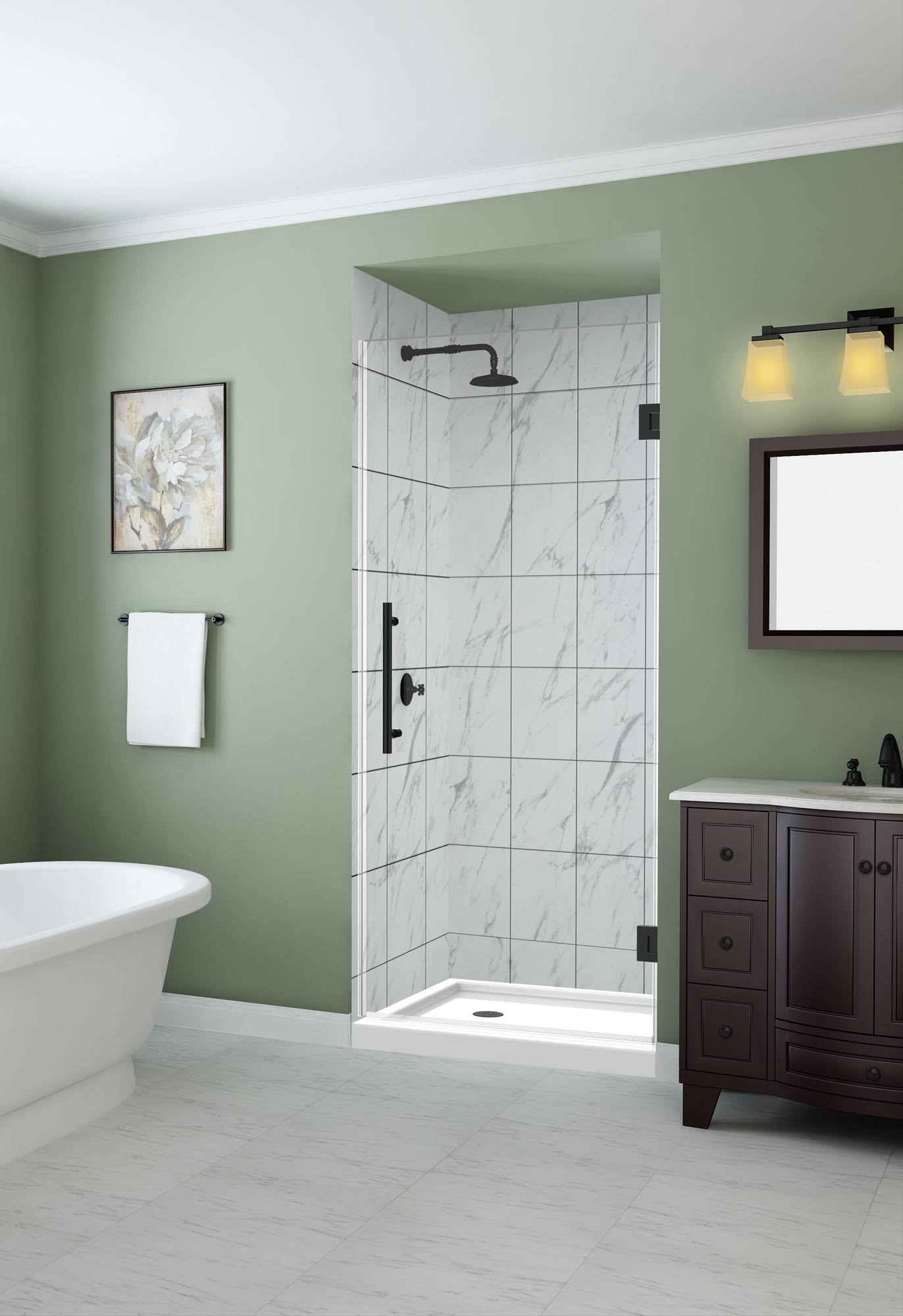 Oil Rubbed Bronze Frameless Hinged Shower Door D4171