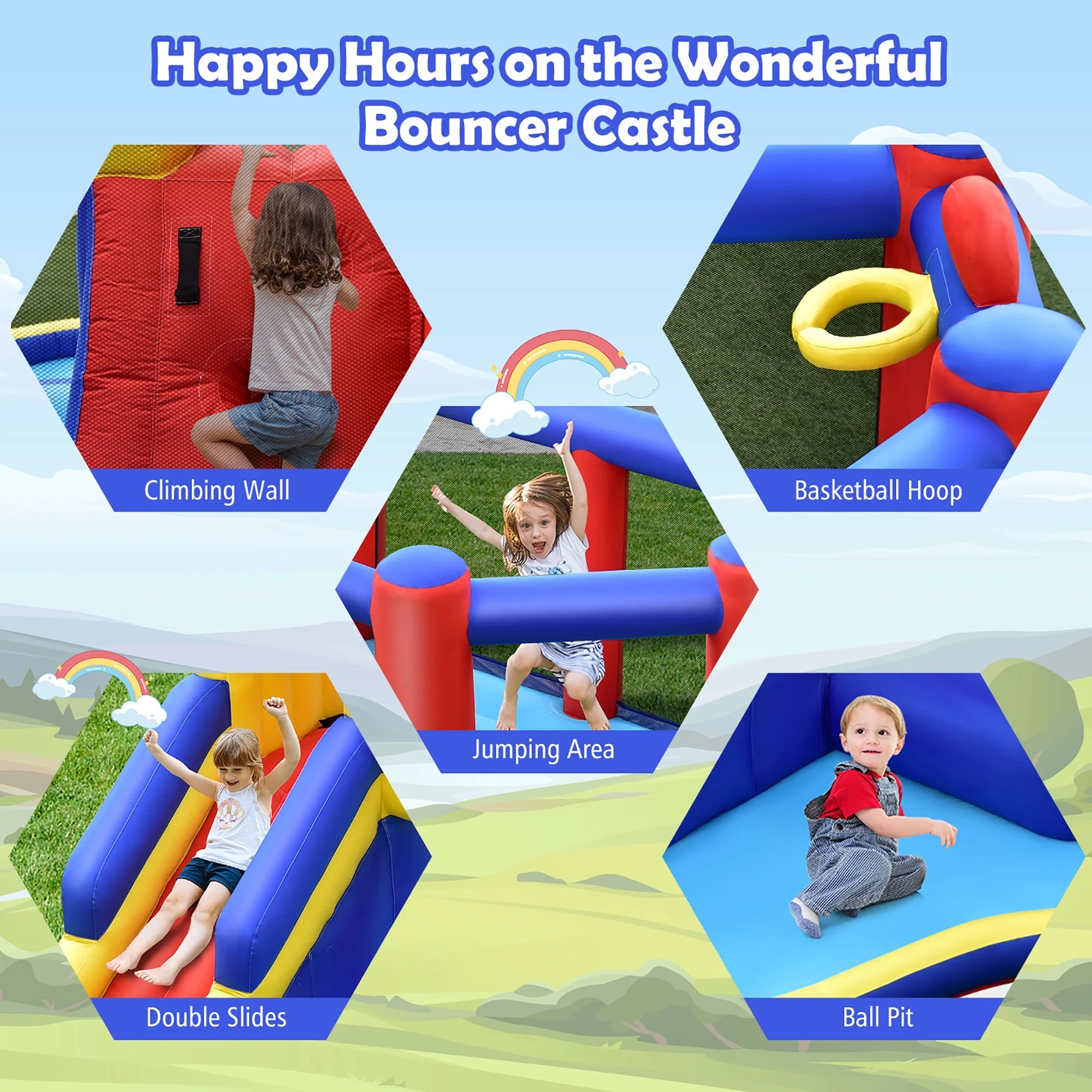 Inflatable Bouncy Castle with Double Slides N436