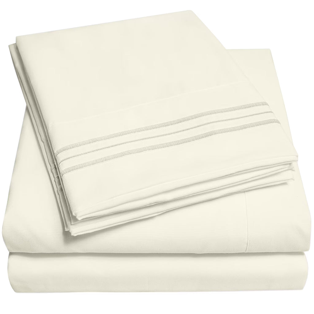 4 Piece King Bed Sheet Set - Ivory U737425