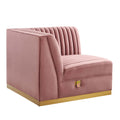 Dusty Rose Velvet and Stainless Steel Right Corner Chair Z282