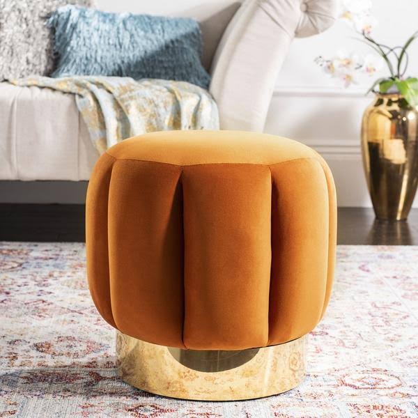 Dark Gray Channel Tufted Ottoman B49070