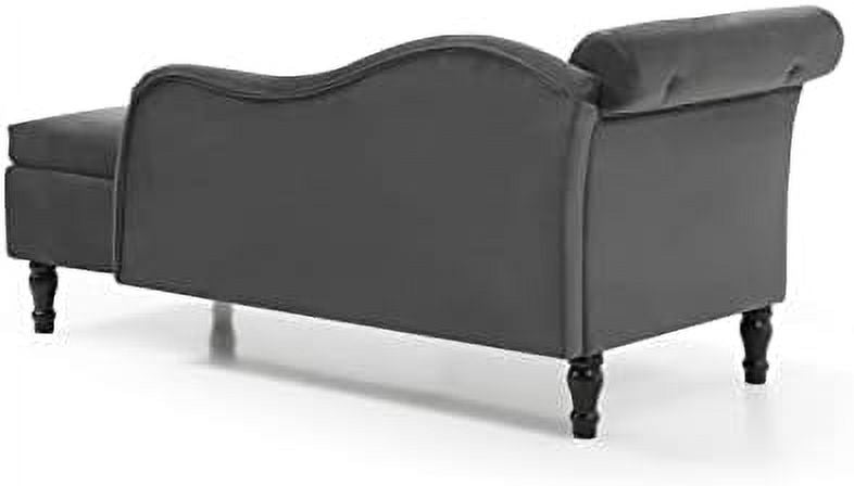 Orange Upholstered Chaise Lounge Chair with Pillow Solid Wood U532190
