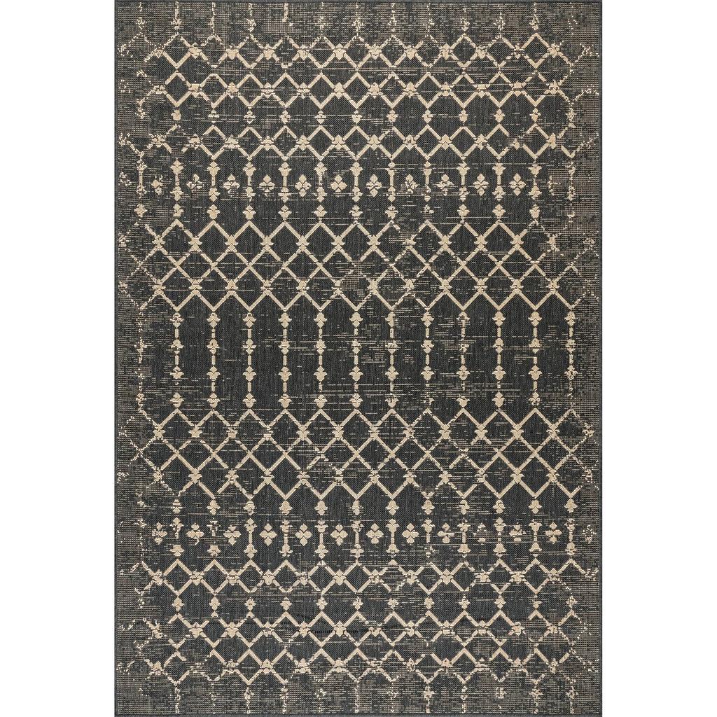 Charcoal Grey Moroccan Trellis Area Rug M5672