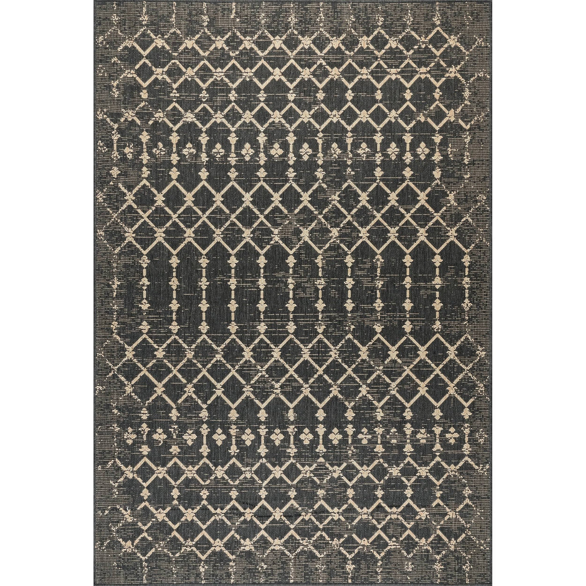 Charcoal Grey Moroccan Trellis Area Rug M5672