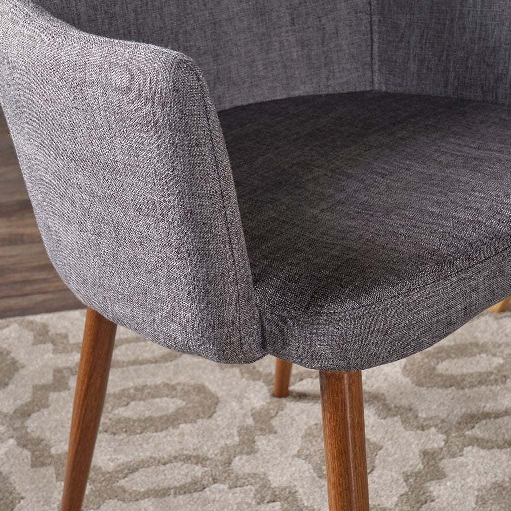 Fabric Upholstered Dining Chairs, Set of 2, Light Gray and Dark Walnut J71718