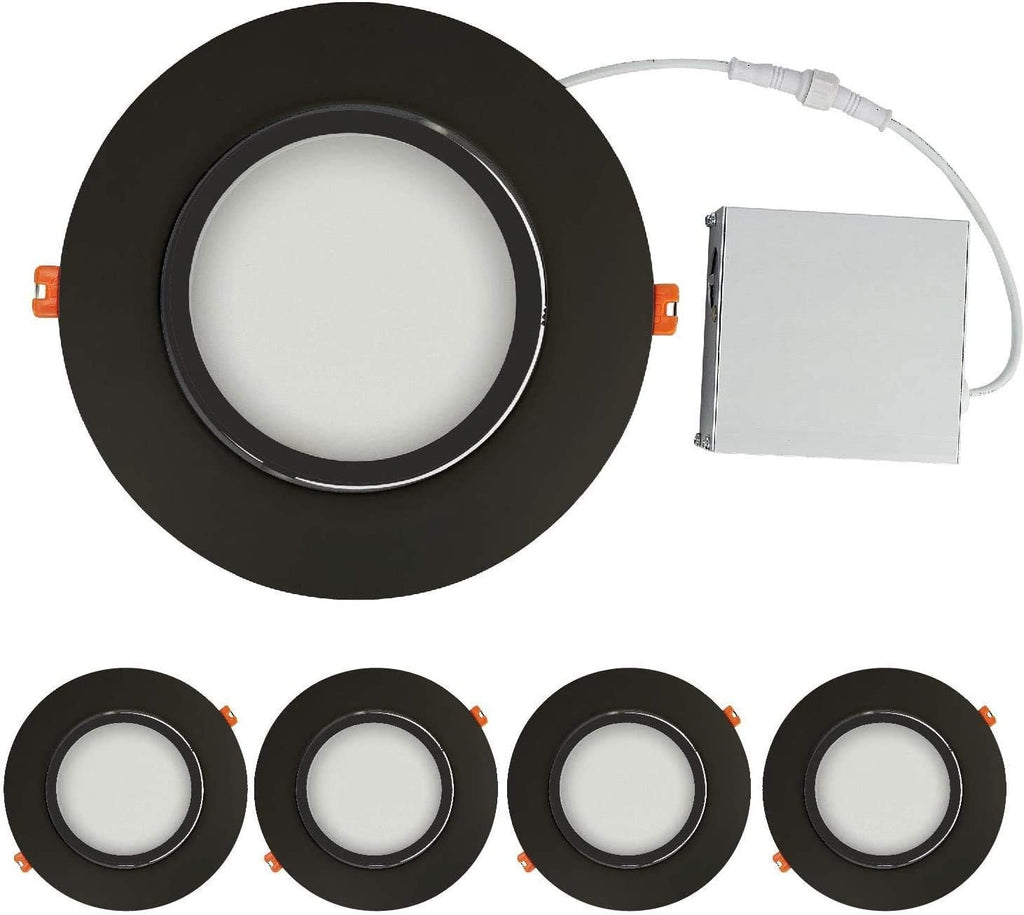 Black Trim 12W Ultra-Thin Recessed Gimbal Downlight (4 Pack) Dimmable D588