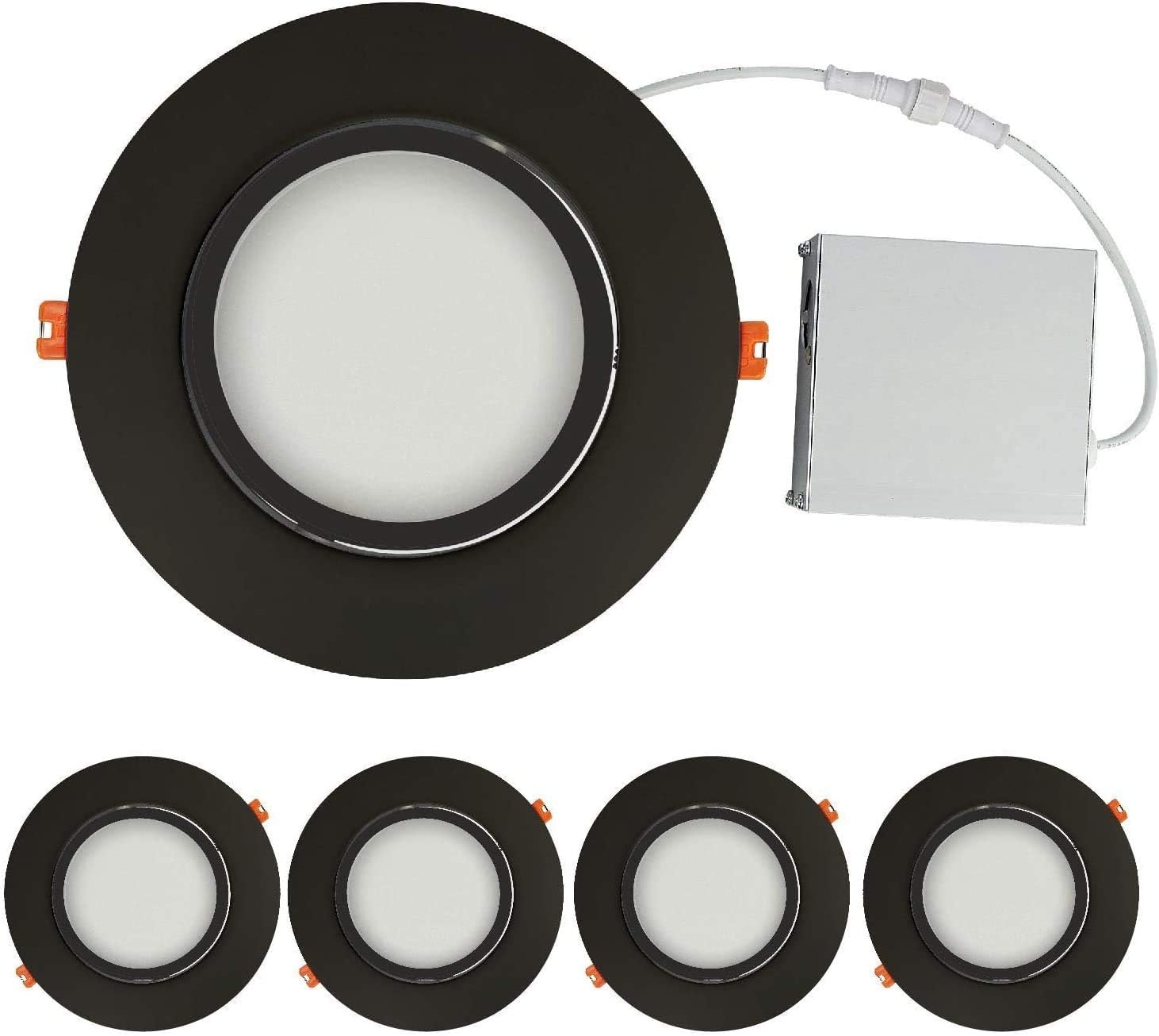 Black Trim 12W Ultra-Thin Recessed Gimbal Downlight (4 Pack) Dimmable D588