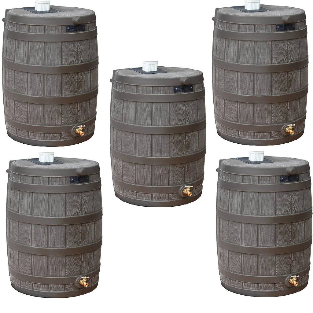 50 Gallon Plastic Rain Barrel with Brass Spigot (5 Pack) Q48465