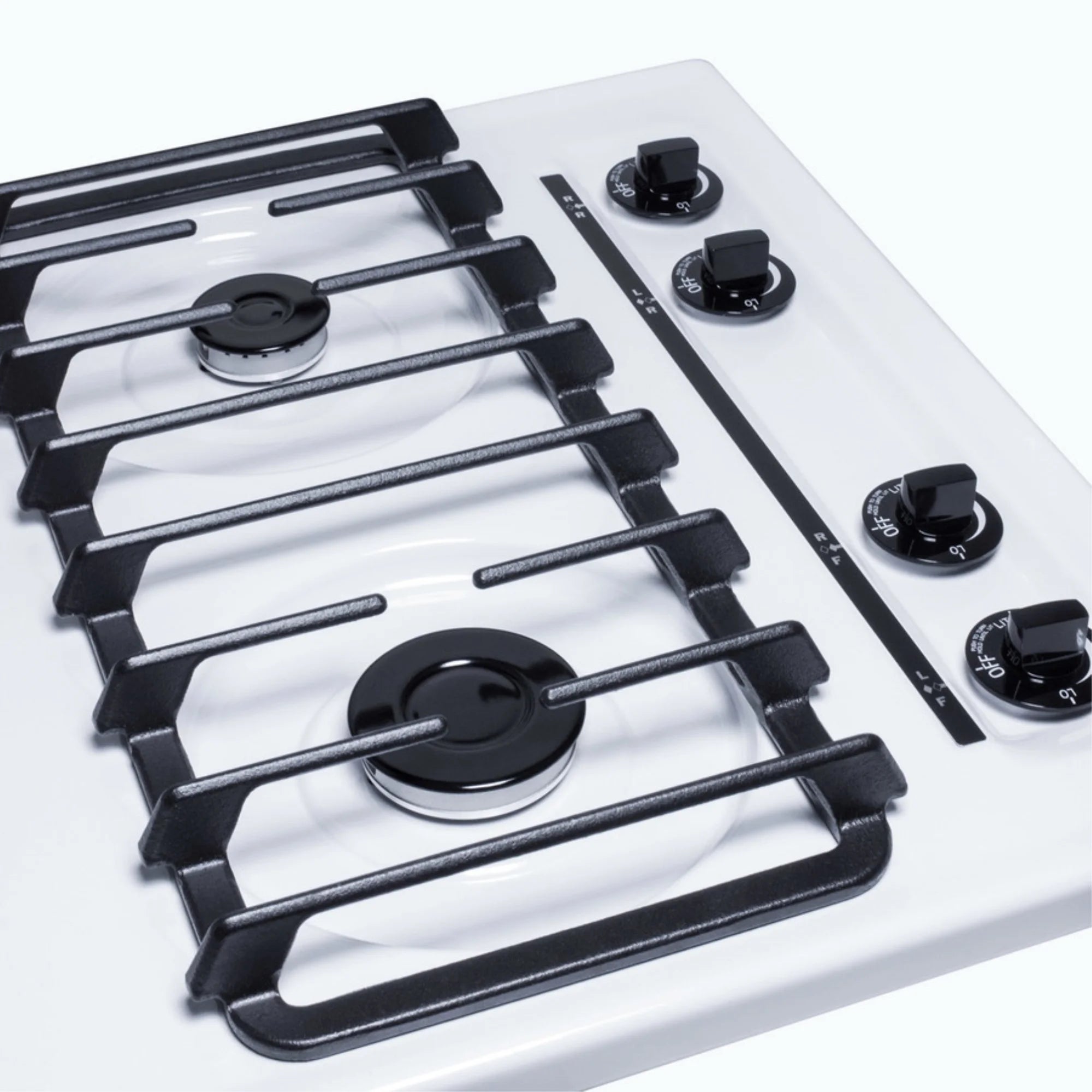 24" Gas Cooktop with Four Sealed Burners, White Porcelain Surface, Cast Iron Grates I65466