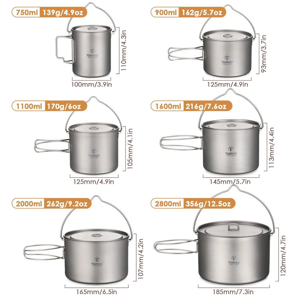 Titanium Camping Cookware with Lid Q18217