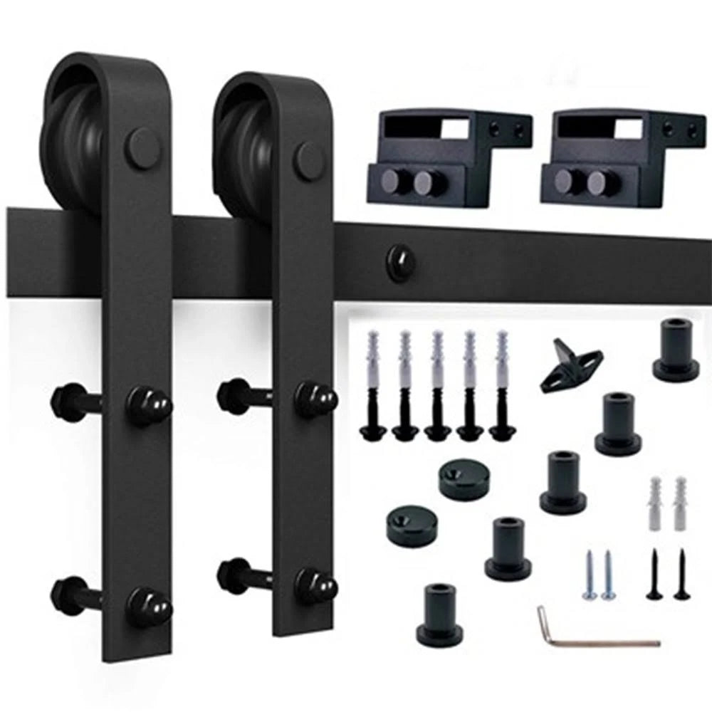 Paneled Wood Barn Door with Installation Hardware Kit L257912