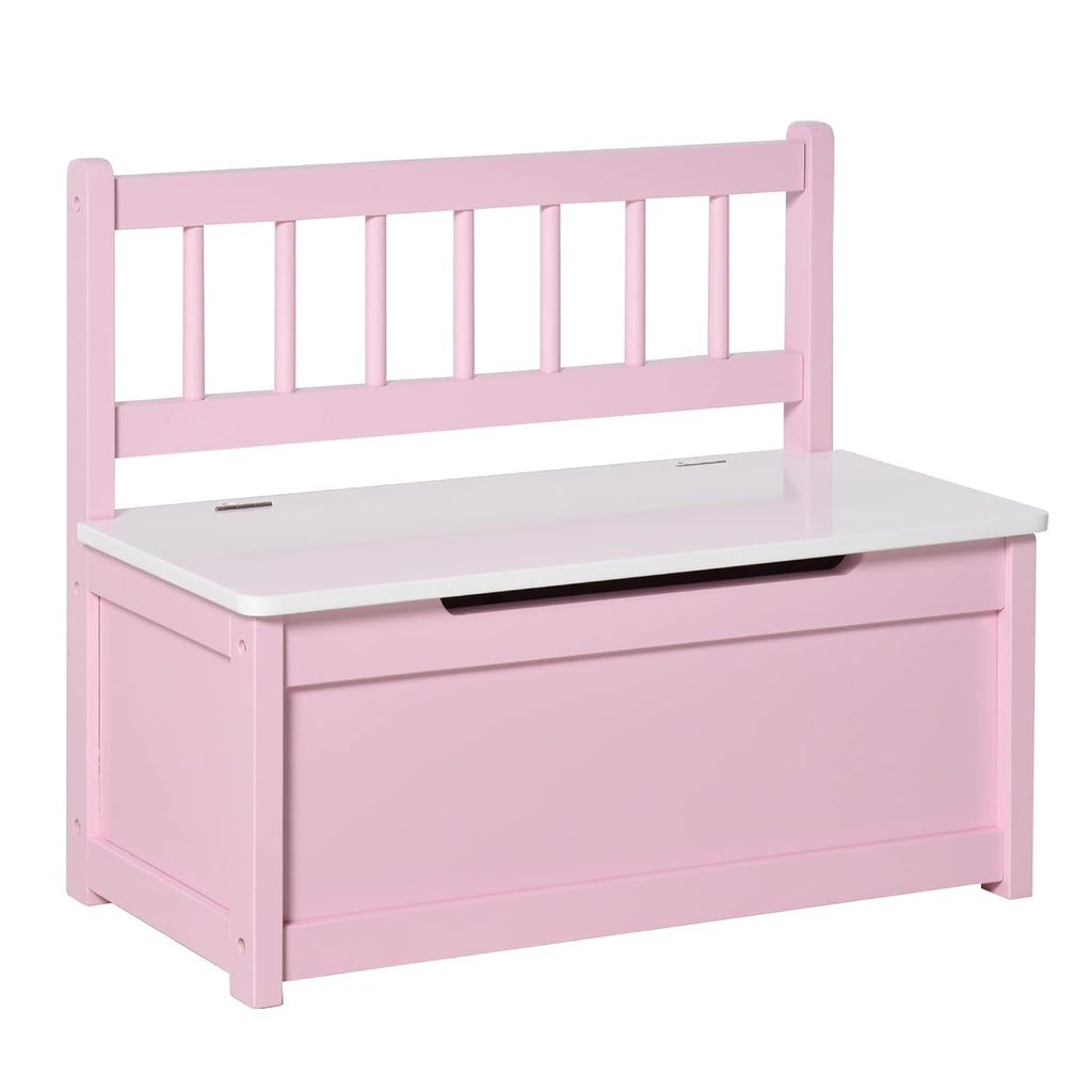 Grey 2-in-1 Kids Wooden Toy Organizer Chest Storage Box with Seat Bench Cabinet Chunk Cube S99686