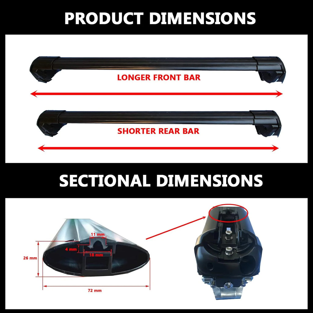 Black Lockable Roof Rack Crossbars I88739