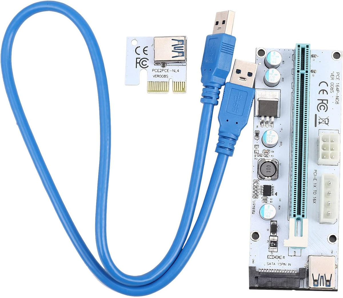 Pci-E Riser Express 1X to 16X USB 3.0 Extension Cable Pack of 2 S11852