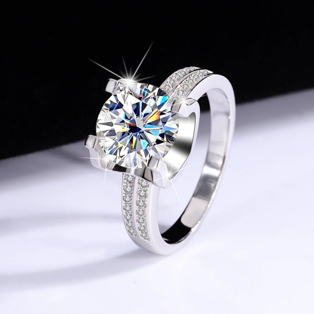 3ct Round Cut Moissanite Diamond Ring in 925 Sterling Silver P312