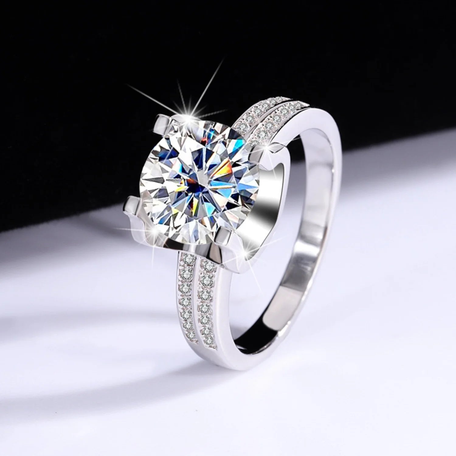 3ct Round Cut Moissanite Diamond Ring in 925 Sterling Silver P312
