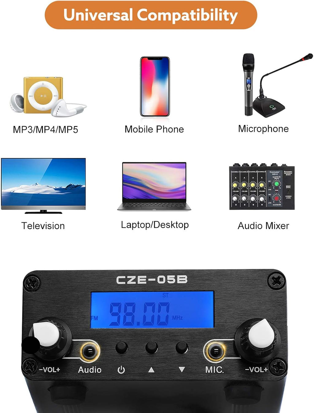 FM Broadcast Transmitter 76~108MHz with Microphone and Antenna W93542