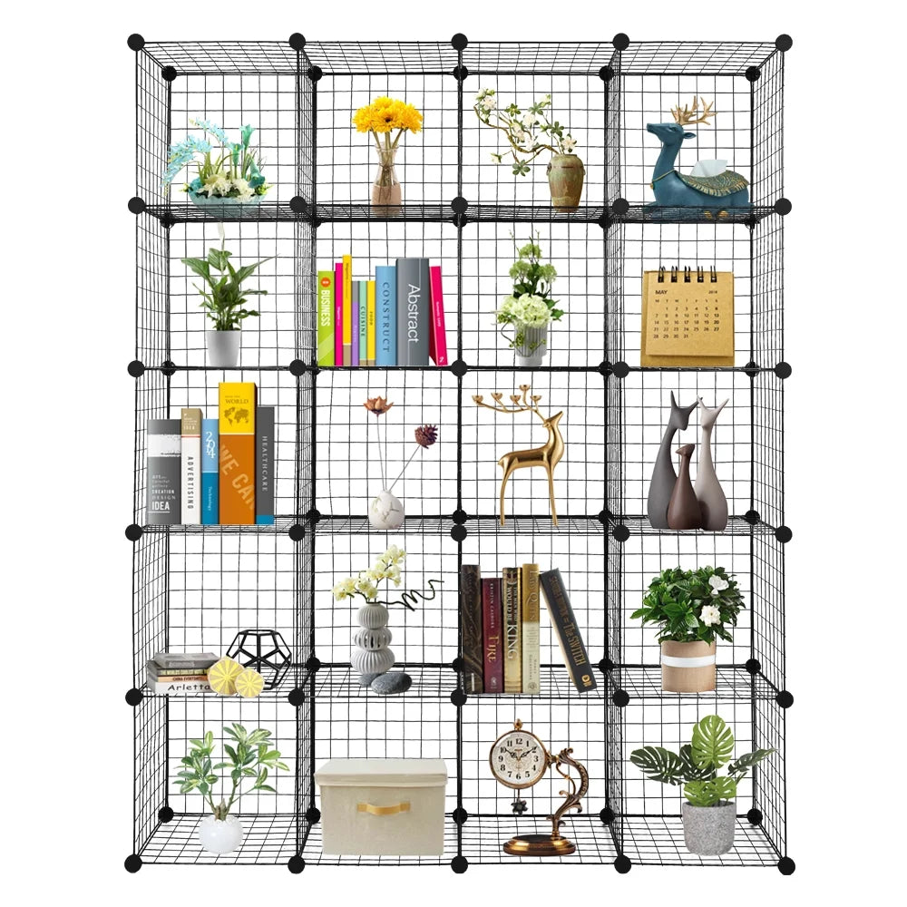Black 20-Cube Wire Storage Shelving Unit K460