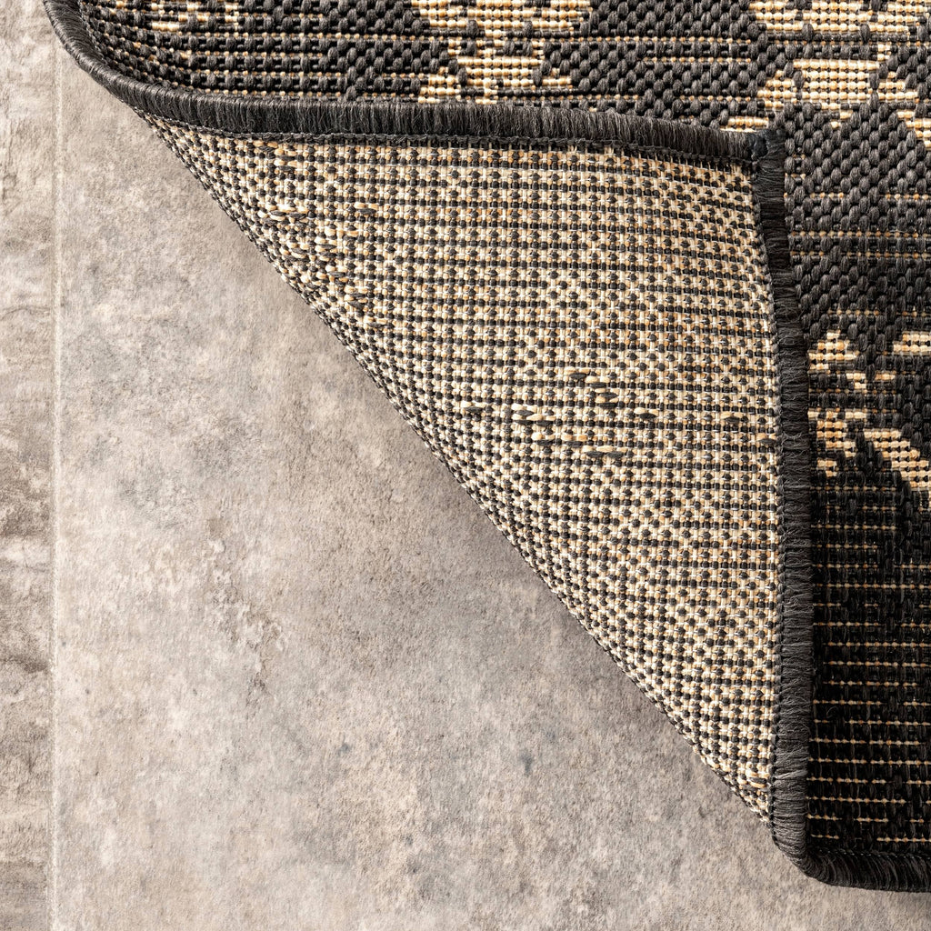Charcoal Grey Moroccan Trellis Area Rug M5672