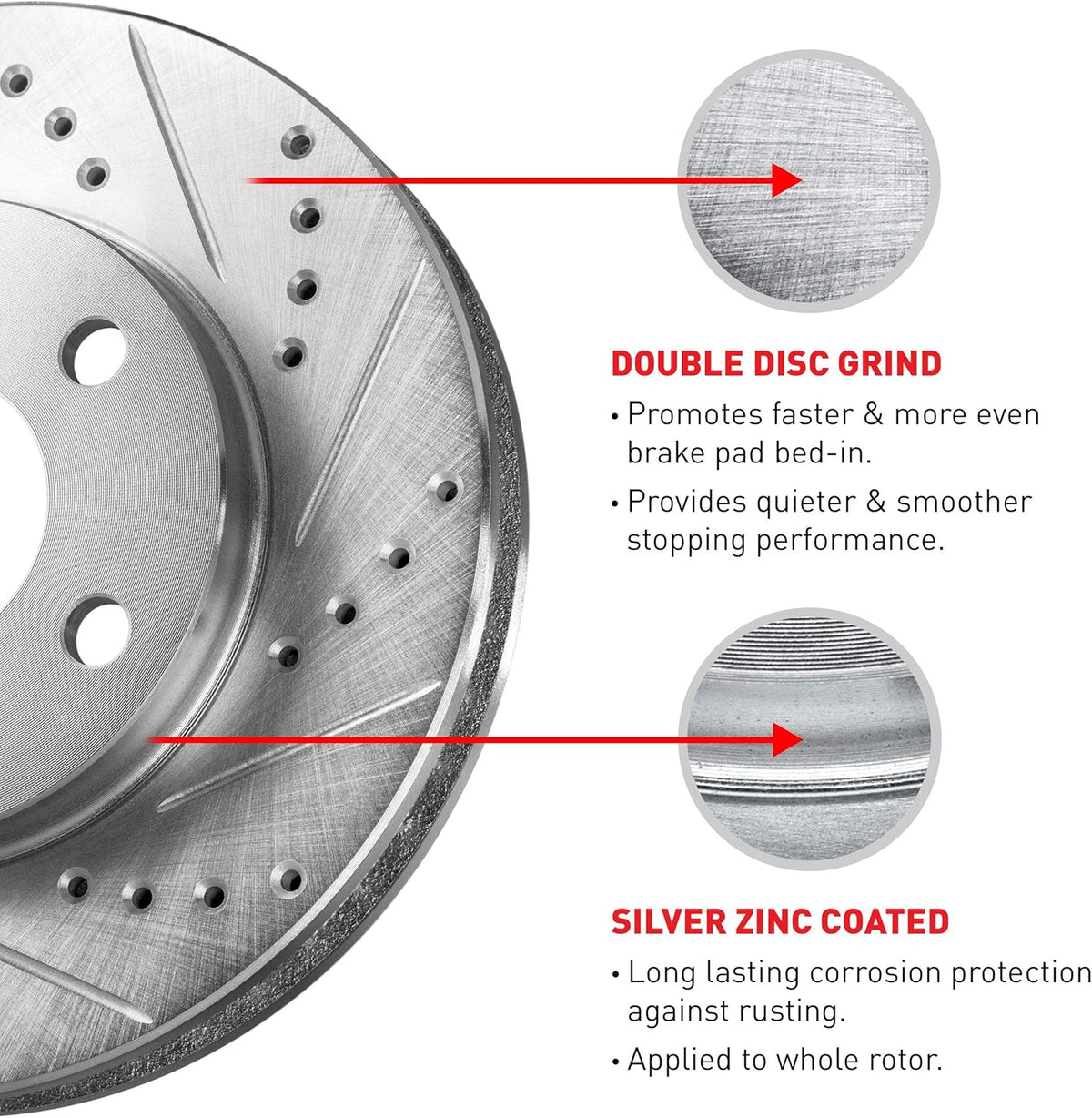 Front Rear Drilled and Slotted Brake Rotors R67107