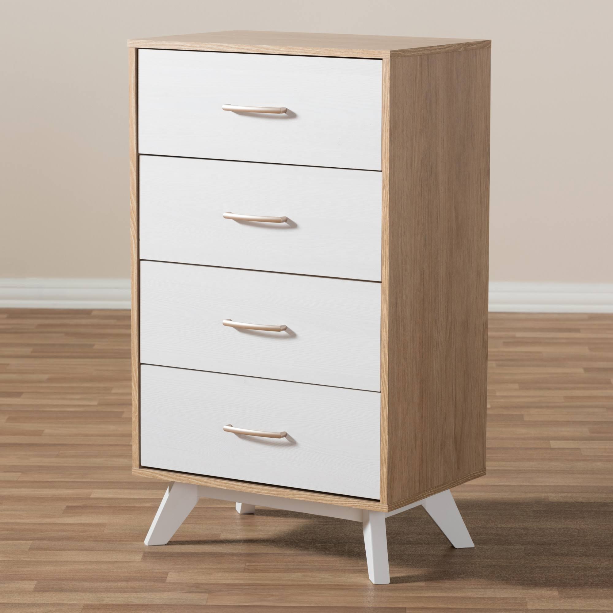 Natural Oak and Whitewashed Wood 4-Drawer Chest F778067