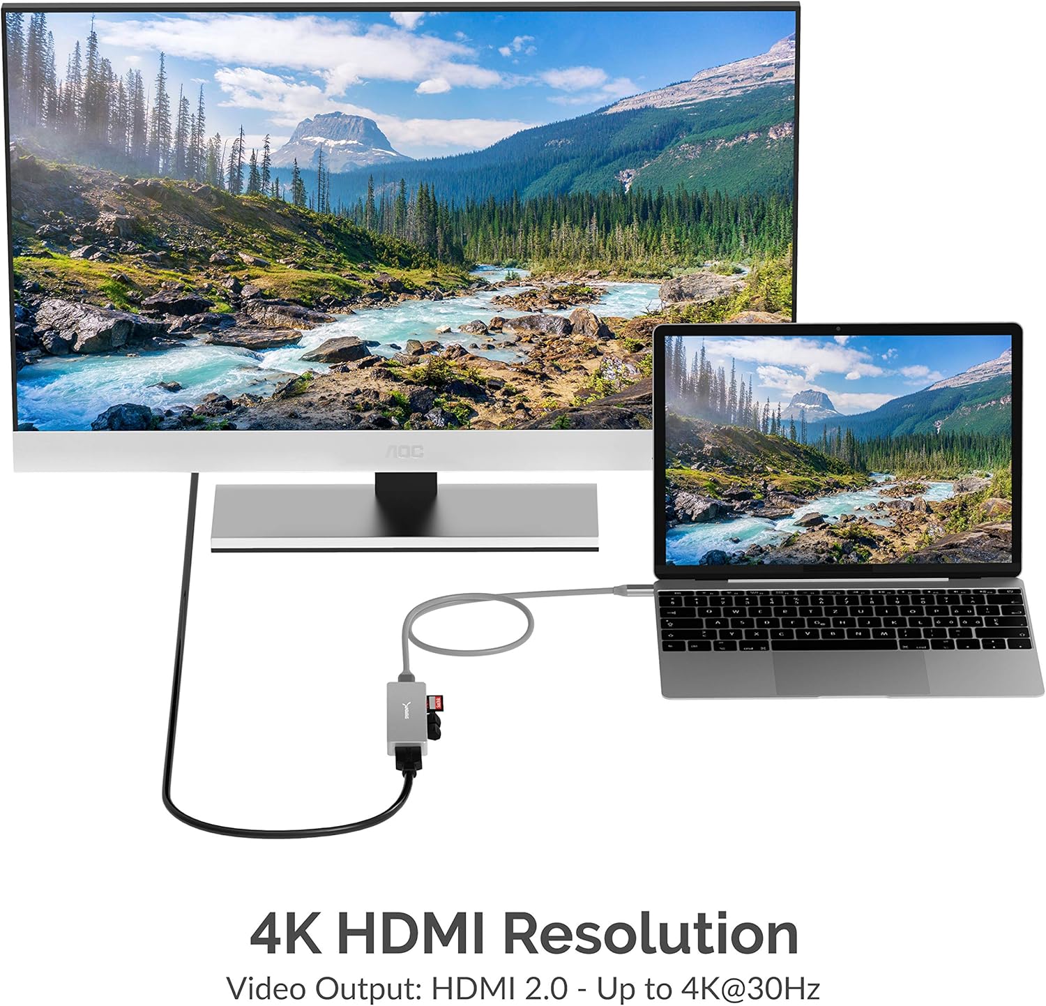 5 in 1 USB C Multi-Port HUB with SD & Micro SD Card-Reader, HDMI 2.0 Port, 2 x USB 3.0 Ports N229