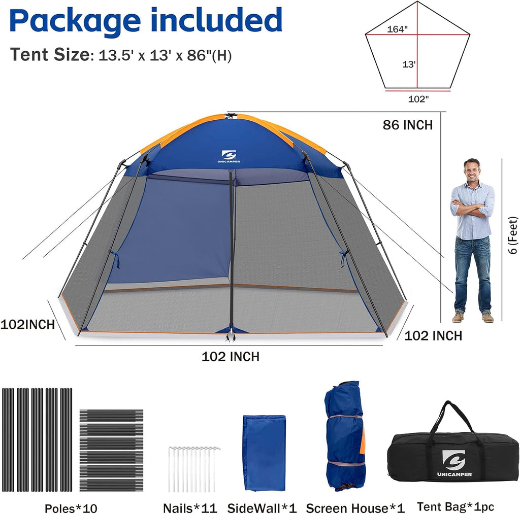 Navy Blue 13.5x13 Ft Mosquito Tent Gazebo with Sidewall T662747